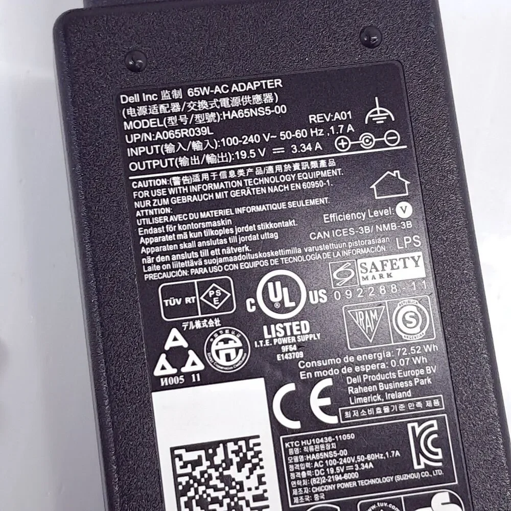 Dell HA65NS5-00 AC Adapter 19.5V 3.34A Laptop Charger power cord Genuine oem